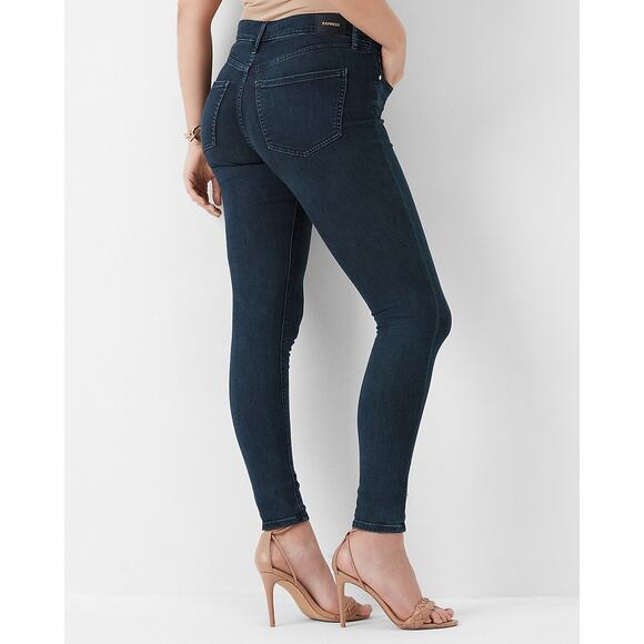 Express Mid Rise Dark Wash Supersoft Skinny Jeans Color: Dark Wash 16 Short - Picture 2 of 11